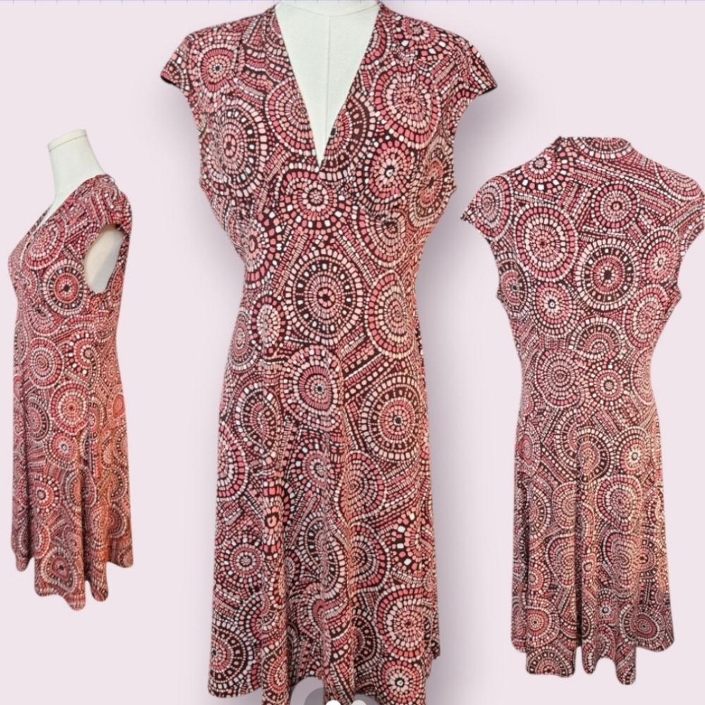 London Times Red and White Midi Dress